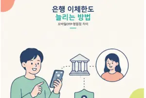 은행 이체한도 늘리기, 모바일 증액·OTP·영업점 방문 차이 핵심 내용을 설명하는 썸네일