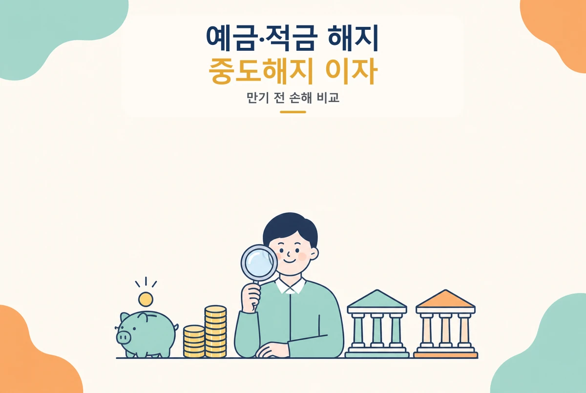 예금 적금 중도해지 이자 계산, 만기 전에 깨면 얼마나 줄어들까 핵심 내용을 설명하는 썸네일