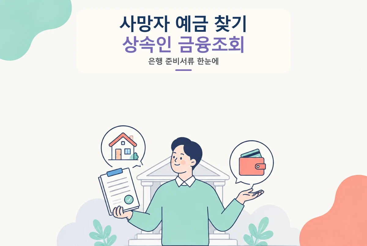 사망자 예금 찾는 방법, 상속인 금융거래조회와 은행 준비서류 핵심 내용을 설명하는 썸네일